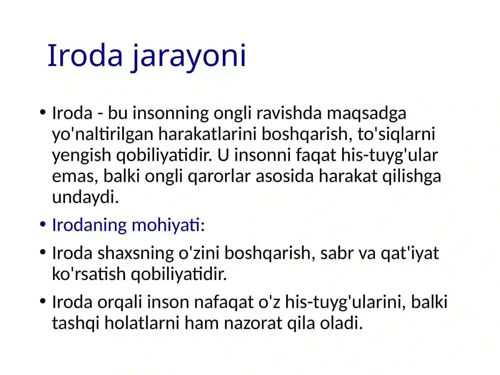 Iroda jarayoni 2