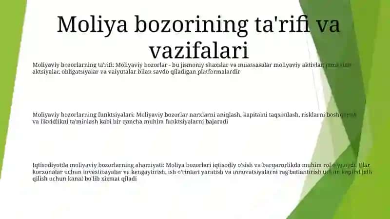 Moliya Bozorining Iqtisodiyotiga Ahamiyati Va O‘Rni 2