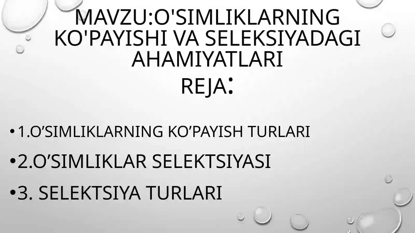 O'simliklarning ko'payishi va seleksiyasi 2