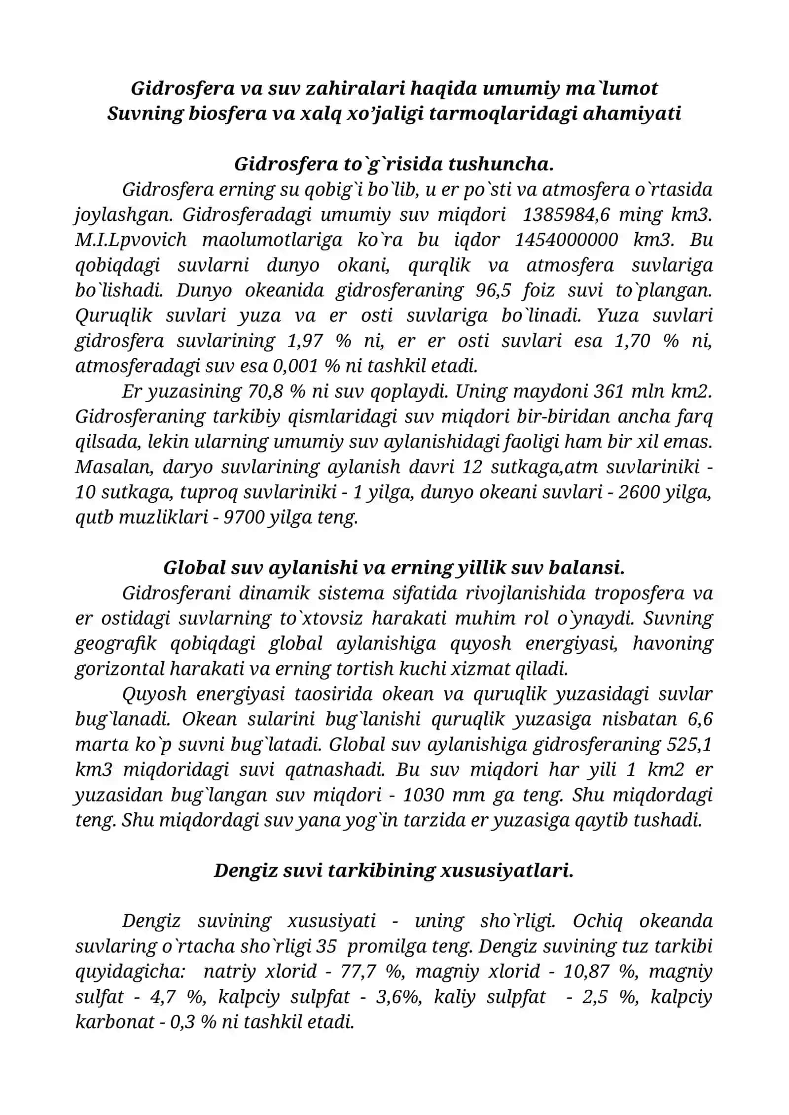 Gidrosfera funksiyalari 2