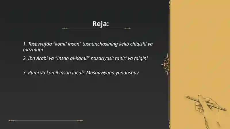 Komil inson qarashlari va tariqatlari 2