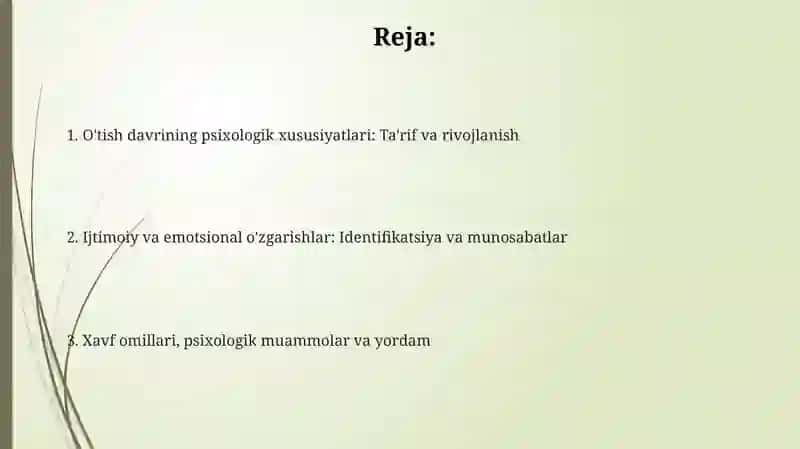 Yetuklik davrining psixologik xususiyatlari 2