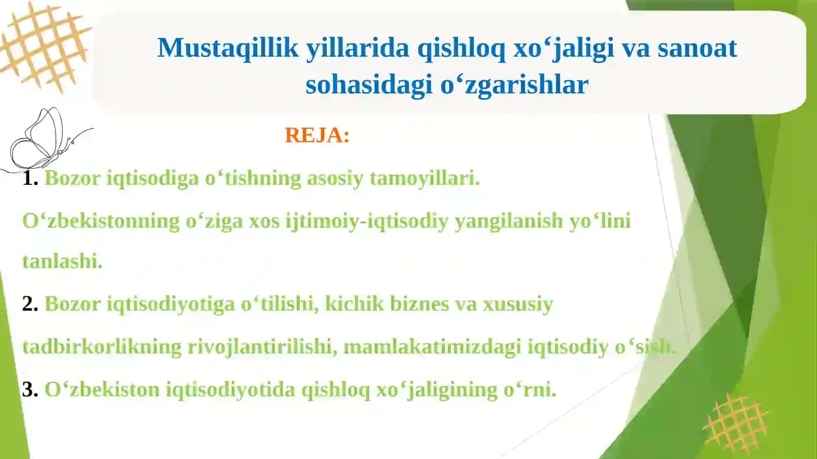 Mustaqillik yillarida qishloq xoʻjaligi va sanoat sohasidagi oʻzgarishlar 2