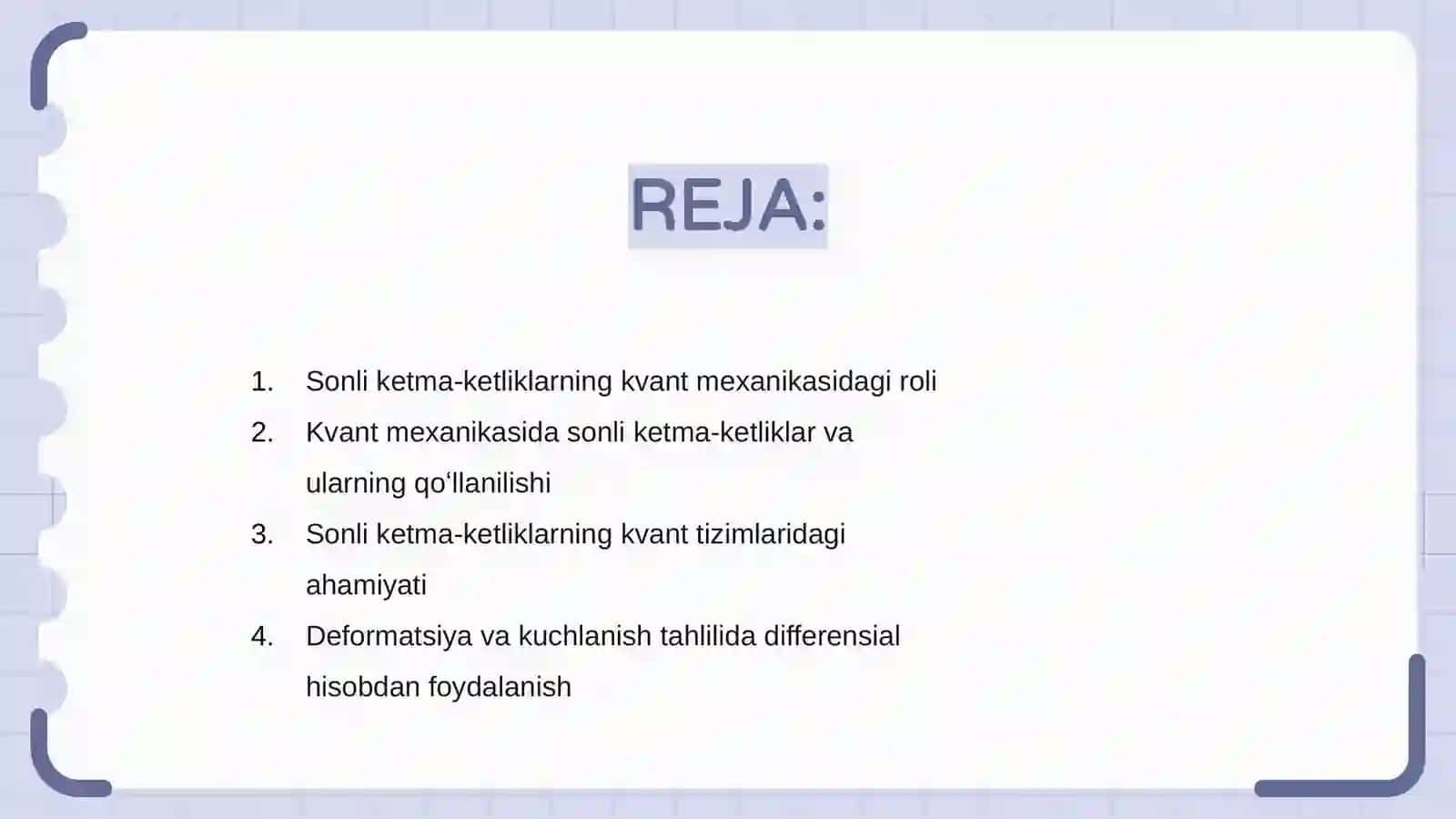 Sonli ketma-ketliklarni kvant mexanikasidagi tatbiqlari 2
