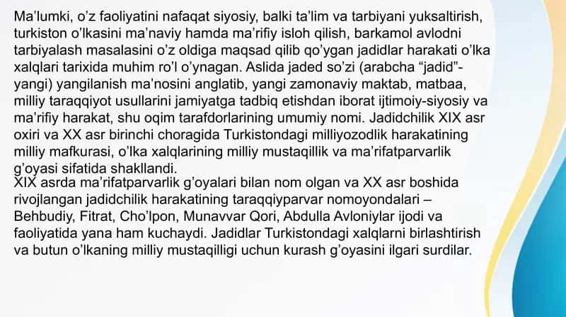 Jadidchilik harakatining ijtimoiy siyosiy mohiyati 2