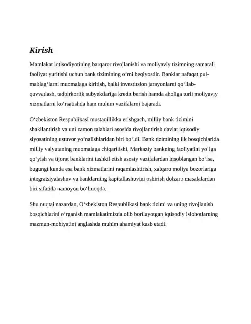 O‘zbekiston Respublikasi bank tizimi va uning rivojlanish bosqichlari 2