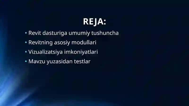 Revit dasturi haqida 2