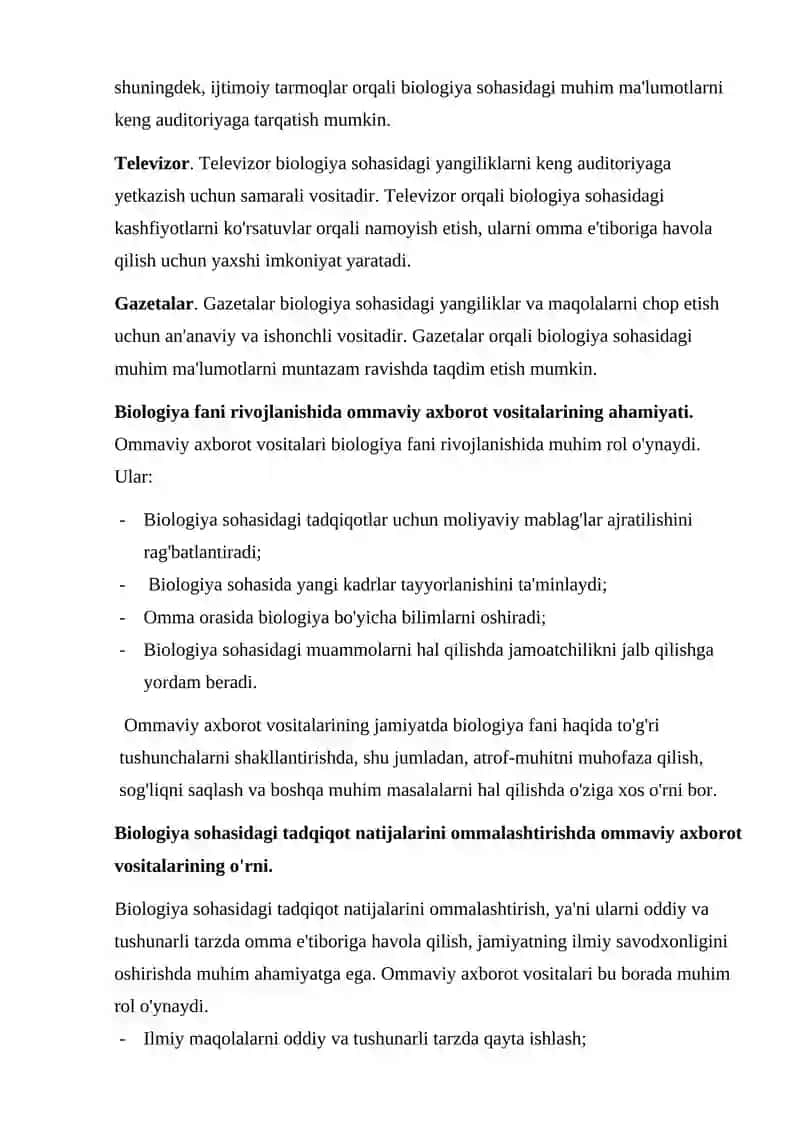 Men tanlagan soha (biologiya) va OAV 2