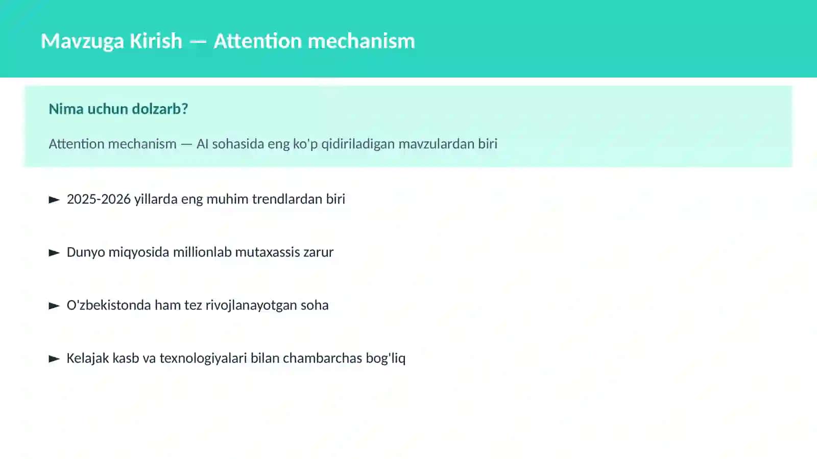 AI | DEEP LEARNING VA NEYRON TARMOQLAR 2