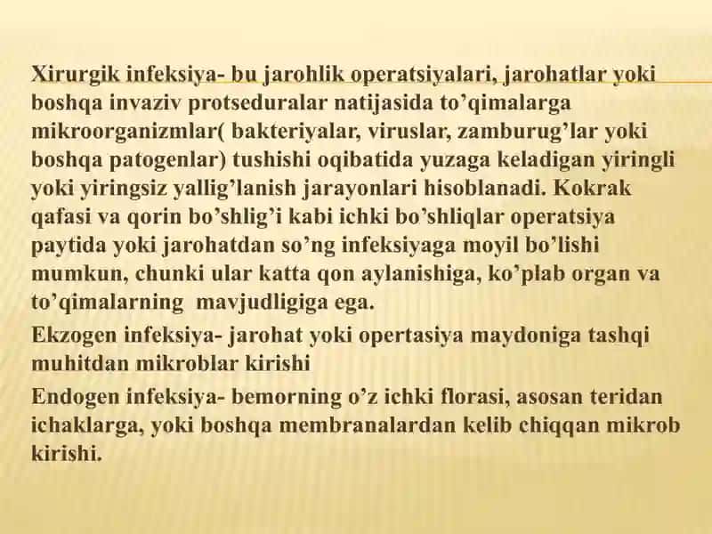 KO’KRAK QAFASI V QORIN BO’SHLIG’I XIRURGIK INFEKSIYASI 2