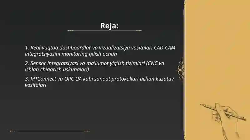 CAD-CAM integratsiyasi monitorining qilish vosetalari 2