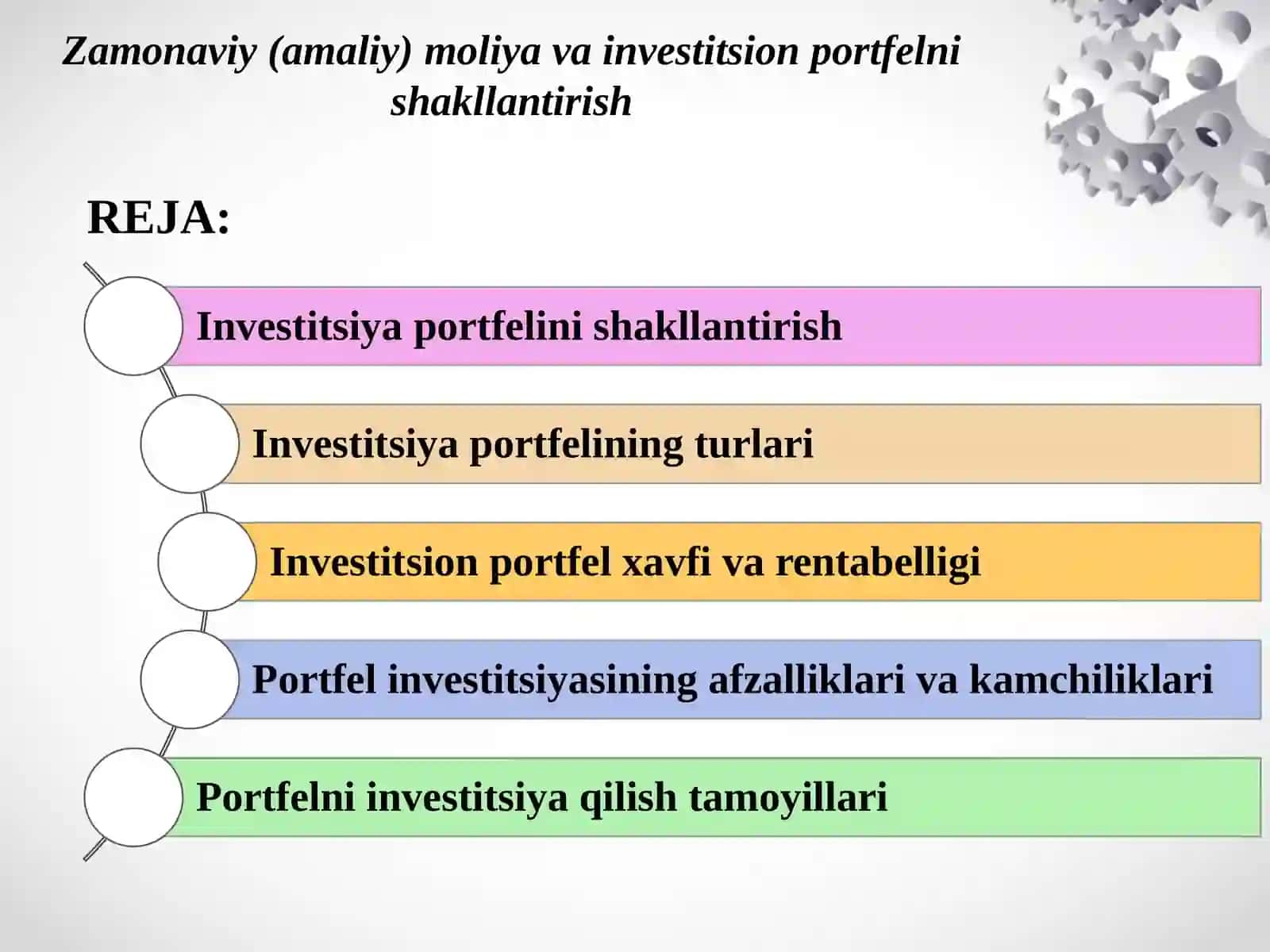 Portfel nazariyasi va asosiy vositalarni narxlash modelini tushuntirish masalalari 2