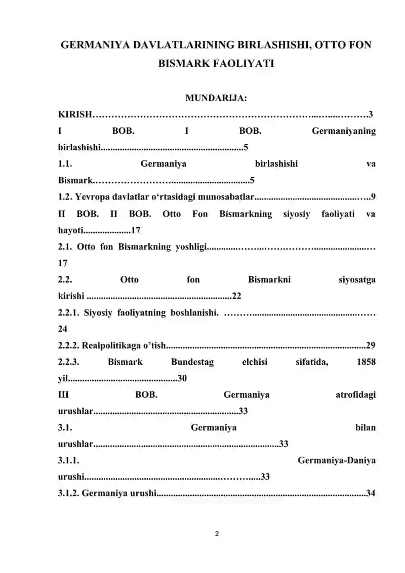 Germaniya Davlatlarining Birlashishi, Otto Fon Bismark Faoliyati 2