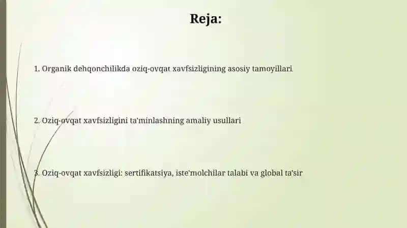 Organik dehqonchilikda oziq-ovqat xavfsizligi 2