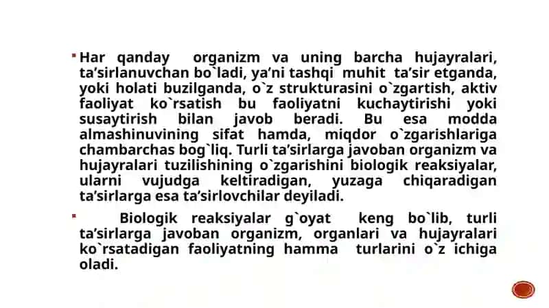 Qo`zg`aluvchan to`qimalardagi biоelеktrik hоdisalar.Eritrotsitlar fiziologiyasi.gemoglobin. 2