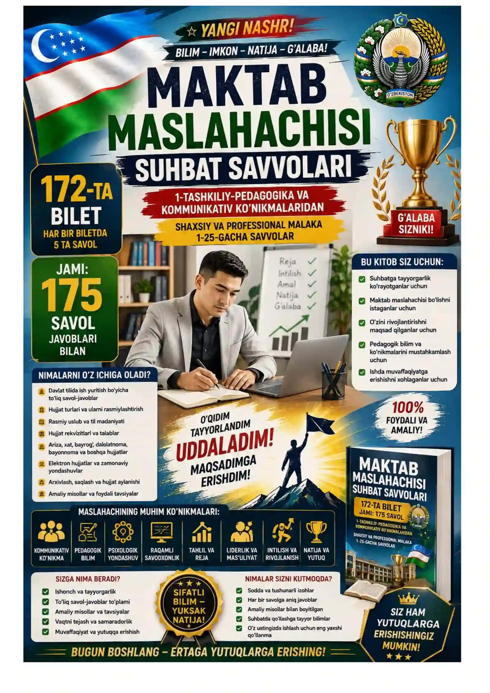 MAKTAB MASLAHATCHISI LAVOZIMIGA ISHGA KIRISHGA SUHBAT SINOVLARI 2