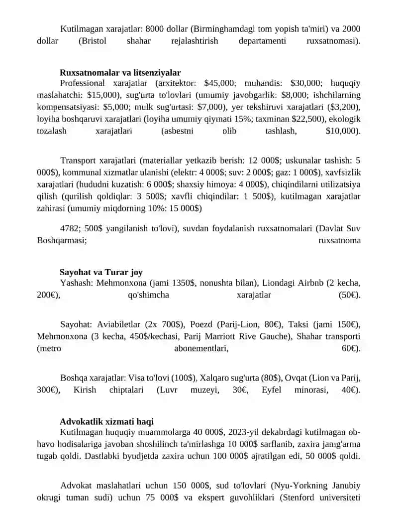 Pudratchining boshqa harajatlari tarkibi 2