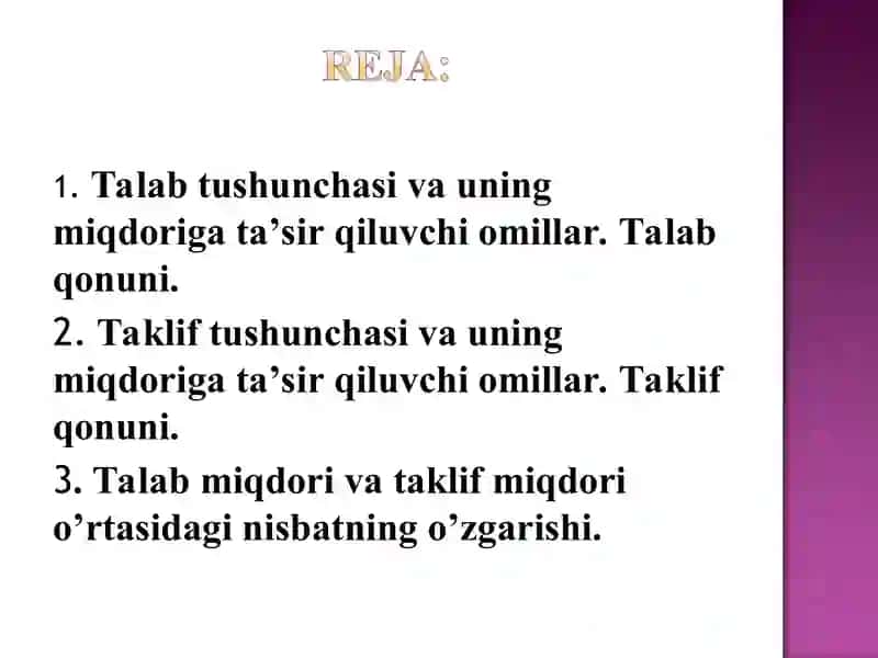 Mikroiqtisodiyotning asosiy kategoriyalari: talab va taklif 2