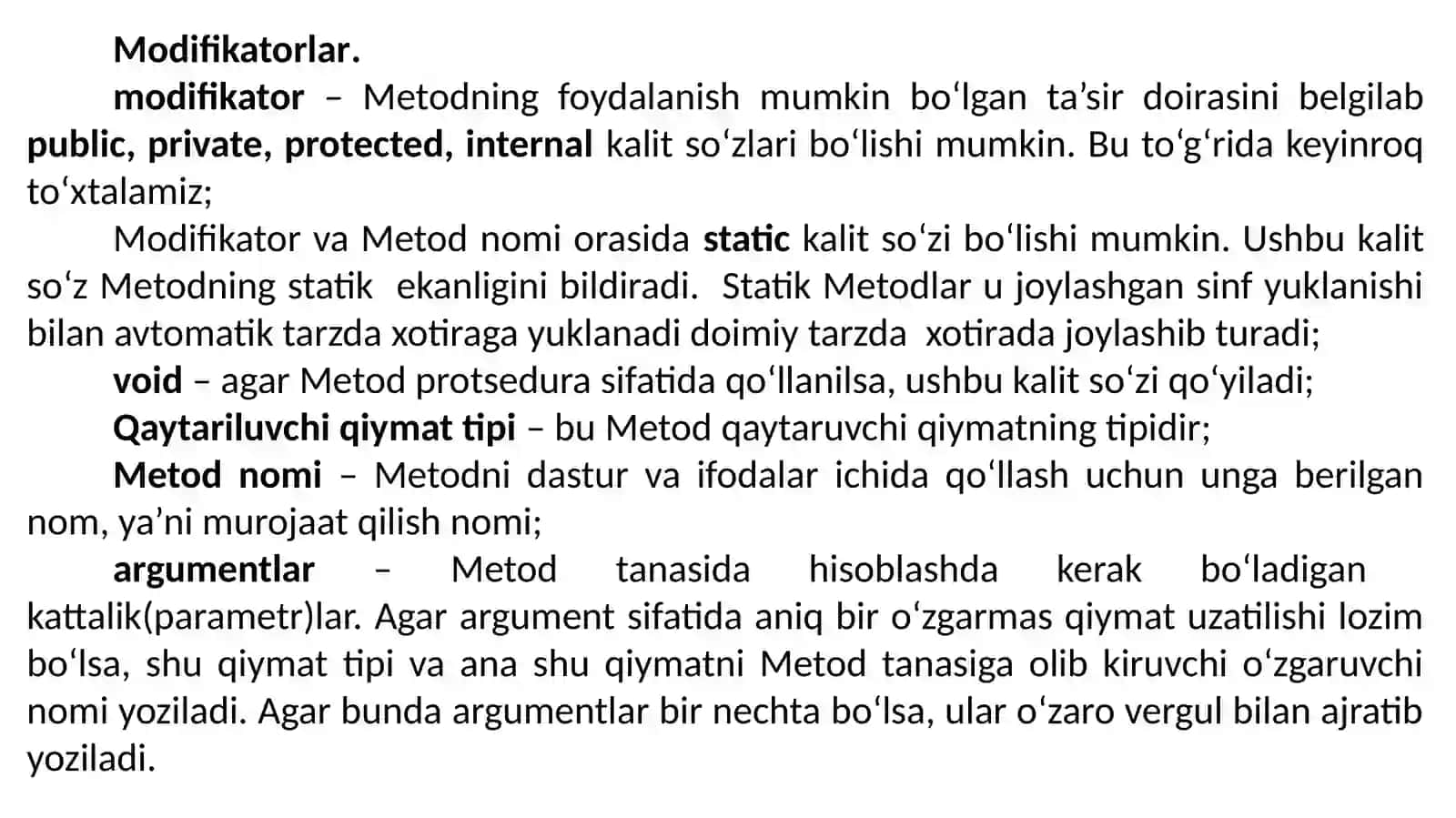 4-Ma`ruza:C# TILINING ASOSIY TUSHUNCHALARI7-dars 2