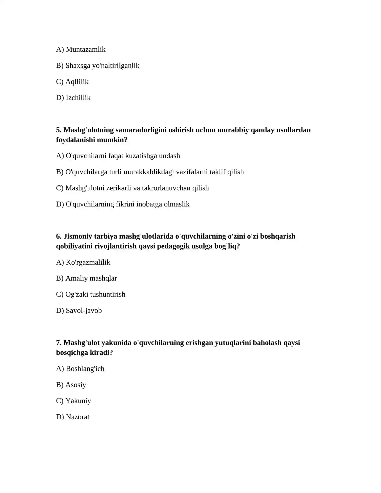 Jismoniy tarbiya mashg'ulotlarining pedagogik asoslari 2