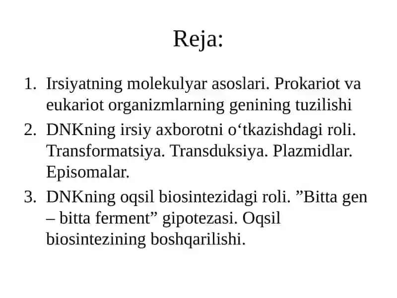 IRSIYATNING MOLEKULYAR ASOSLARI 2