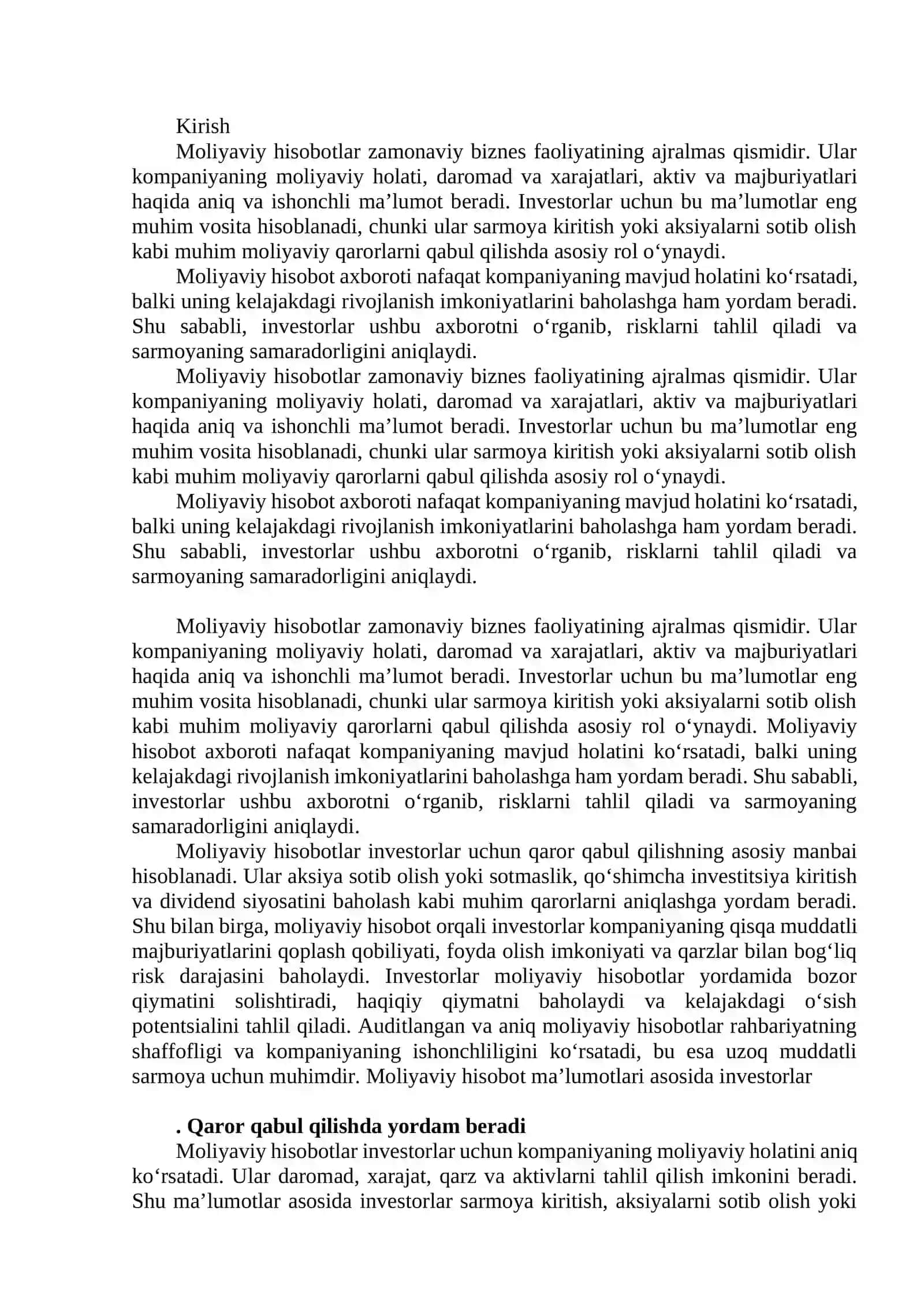 Moliyaviy hisobot axboroti 2