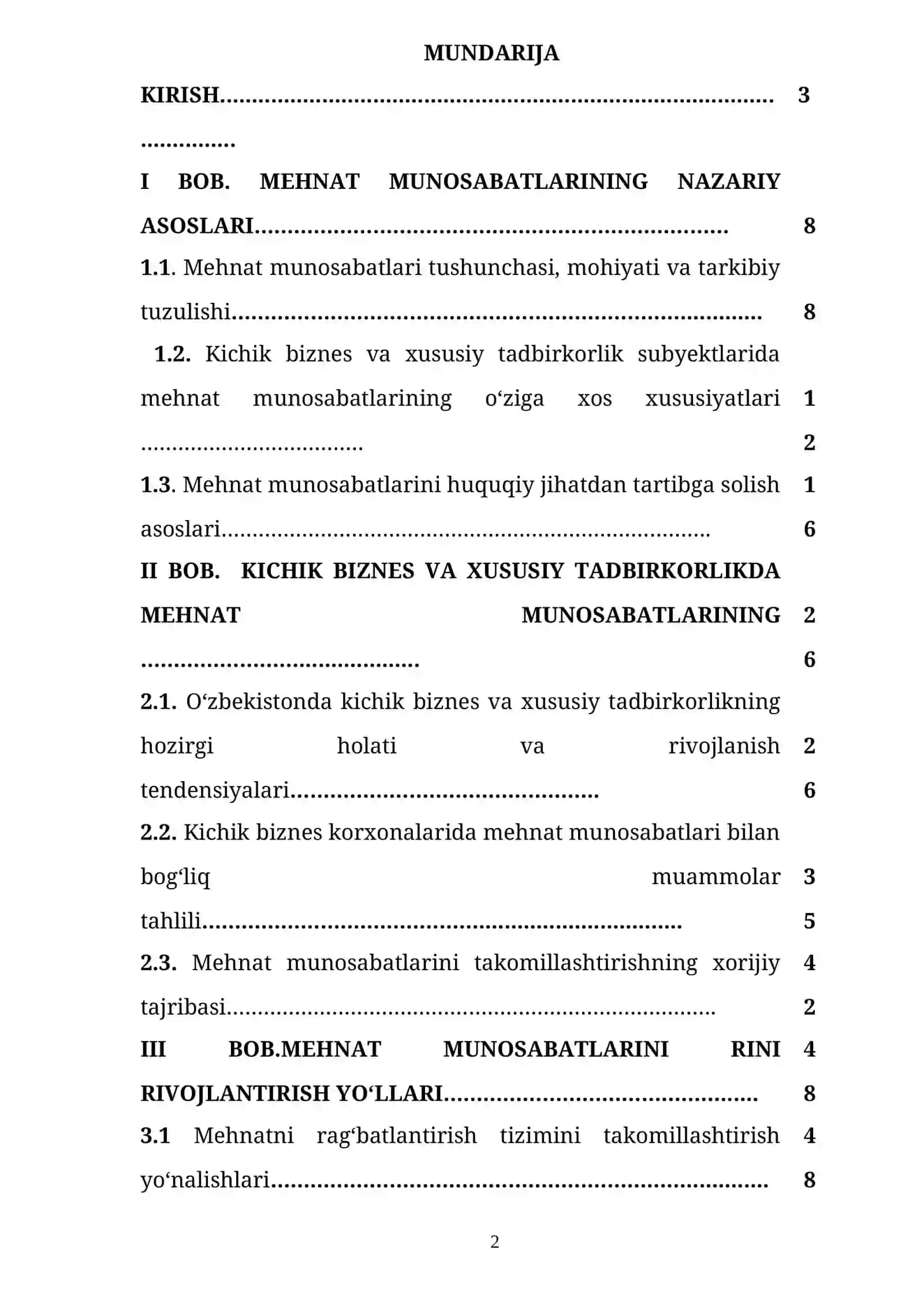 Kichik biznes va xususiy tadbirkorlikni rivojlantirishda mehnat munosabatlarini takomillashtirish 2