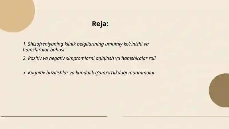 Shizofreniyaning klinikasi, kechishi va oqibati 2