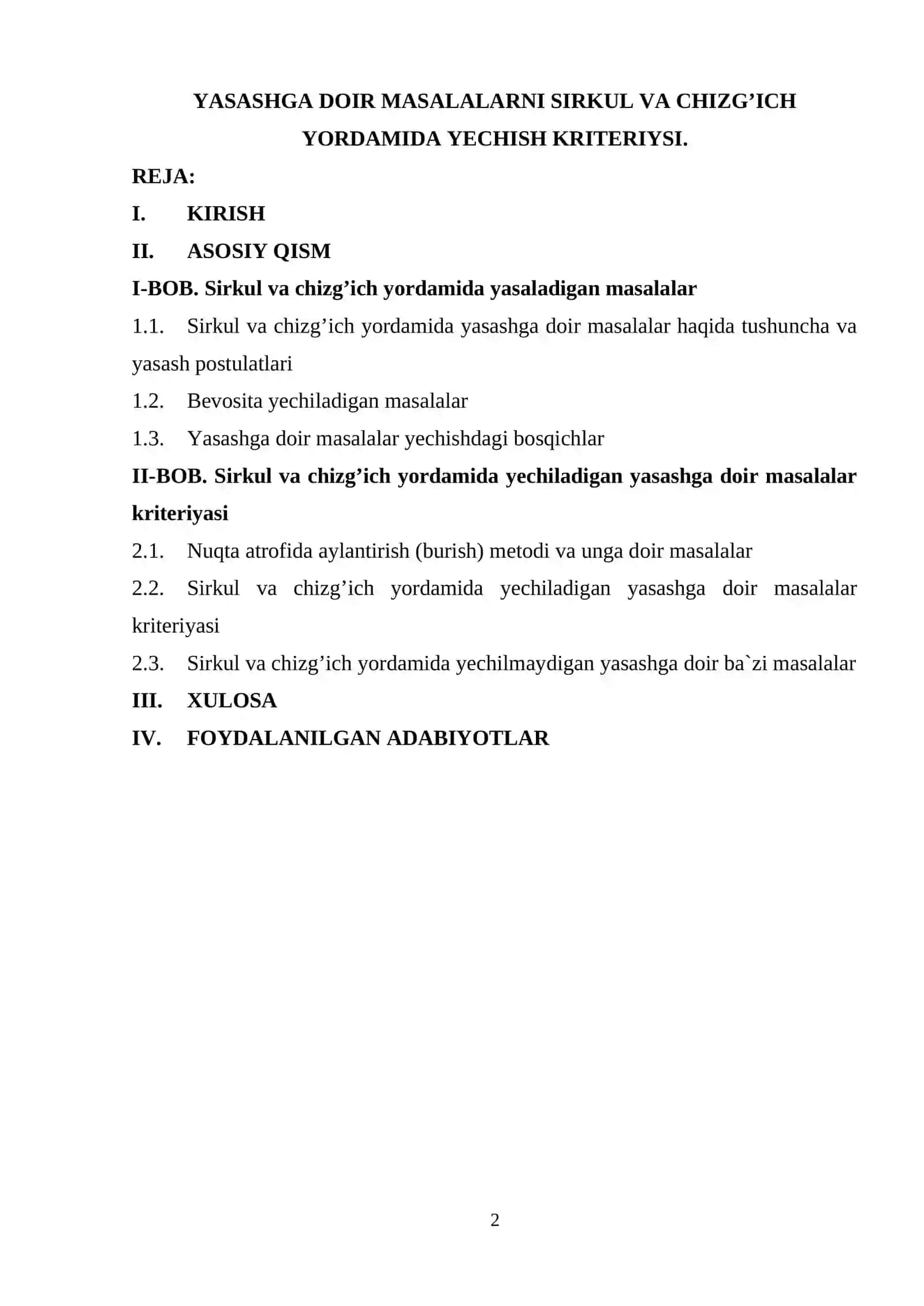 YASASHGA DOIR MASALALARNI SIRKUL VA CHIZG’ICH YORDAMIDA YECHISH KRITERIYSI 2