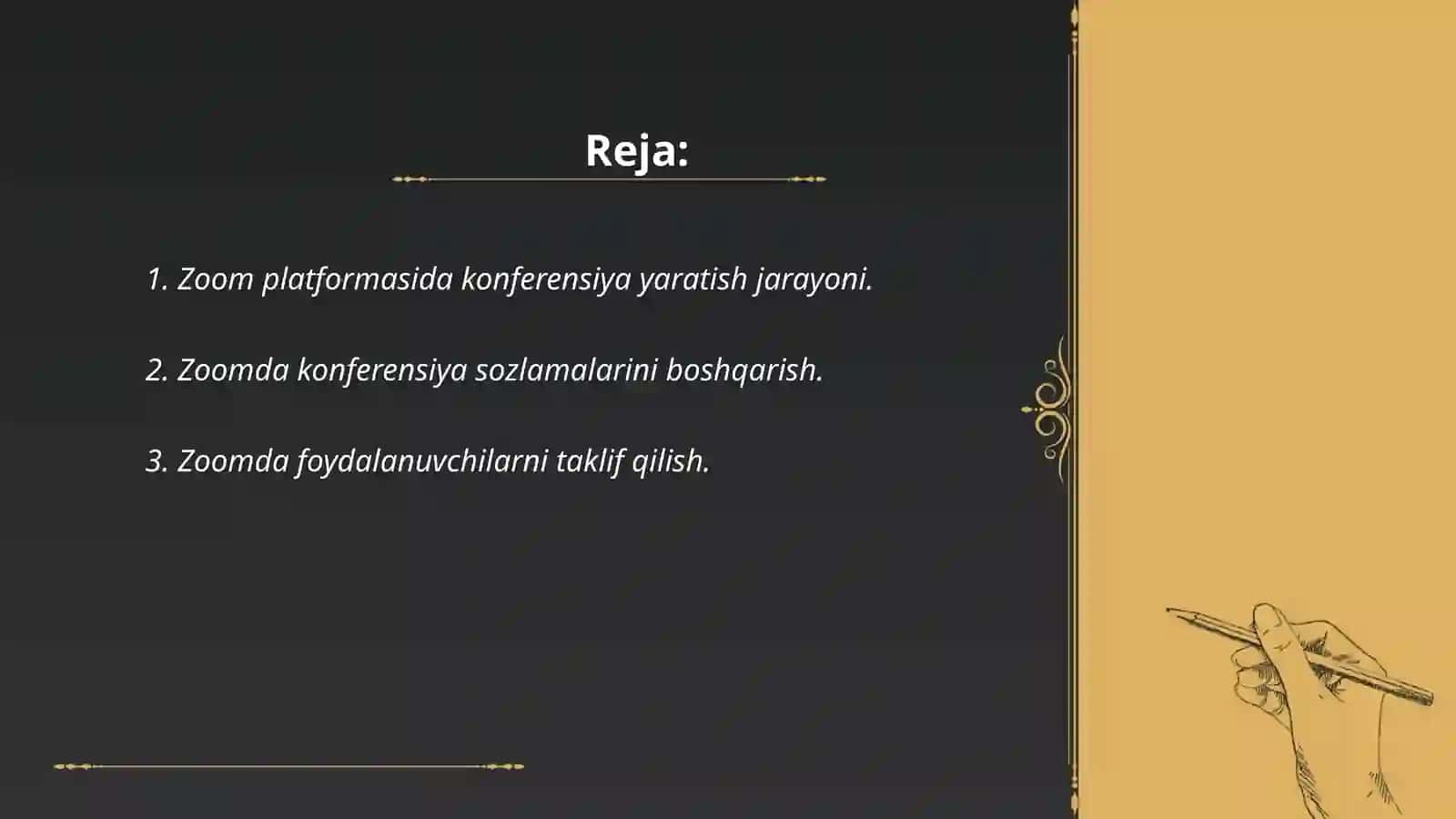 Zoom platformasida konferensiya yaratish va unga foydalanuvchilarni ulash va boshqarish 2