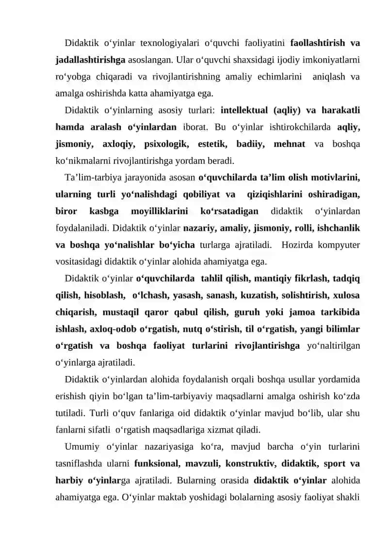 Didaktik o‘yinlar texnologiyasi 2