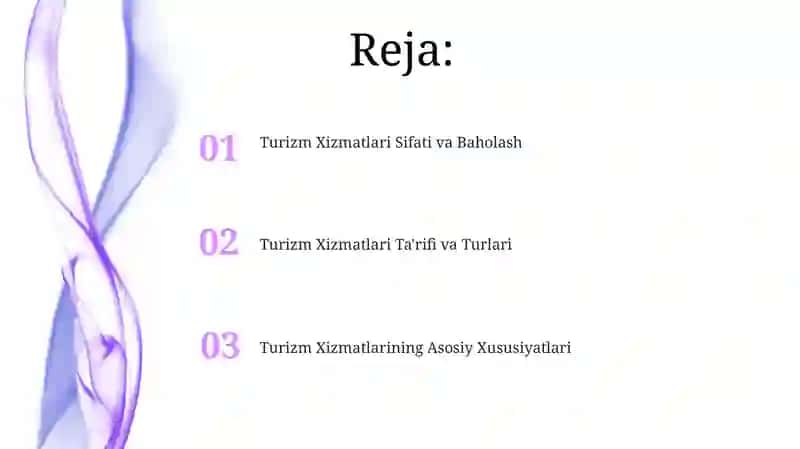 Turizm Xizmatlari Ta'rifi va Turlari 2
