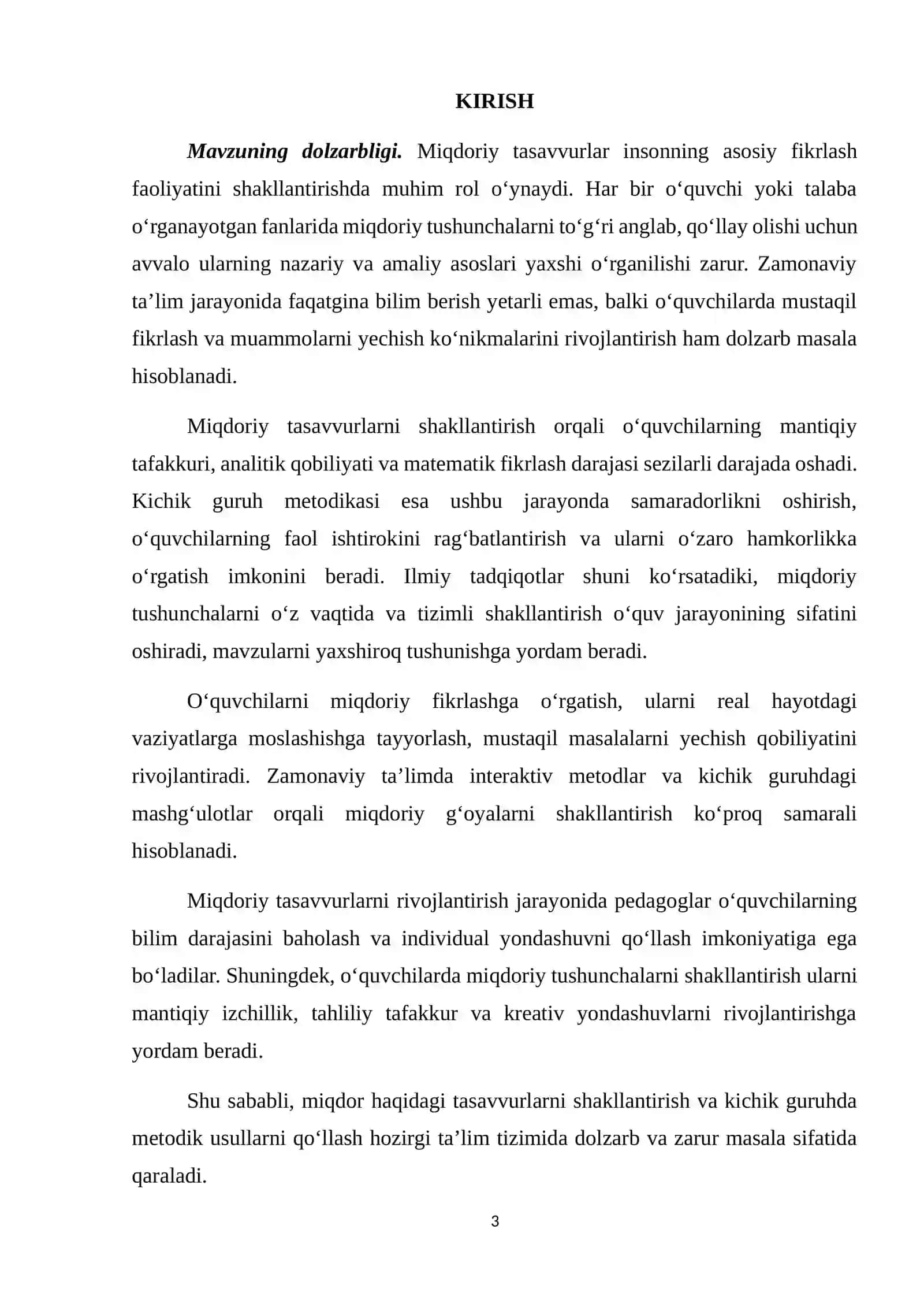 Miqdor haqidagi tassavurlarni shakillantirish vazifalari. Kichik guruhda miqdoriy gʻoyalarni shakllantirish metodikasi 2