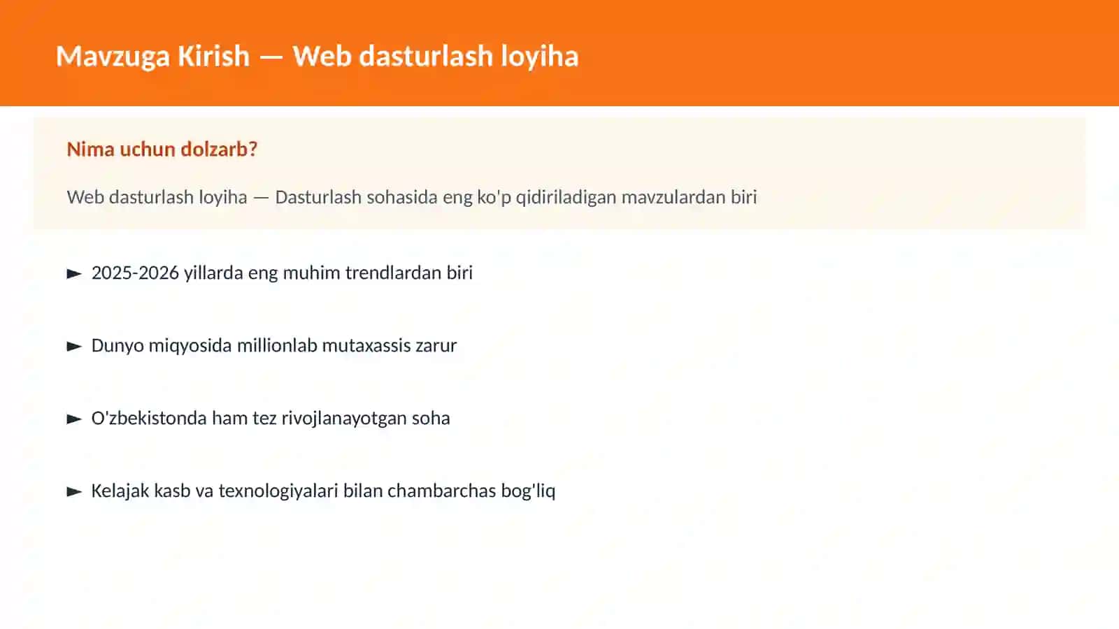 DASTURLASH | JAVASCRIPT VA WEB 2