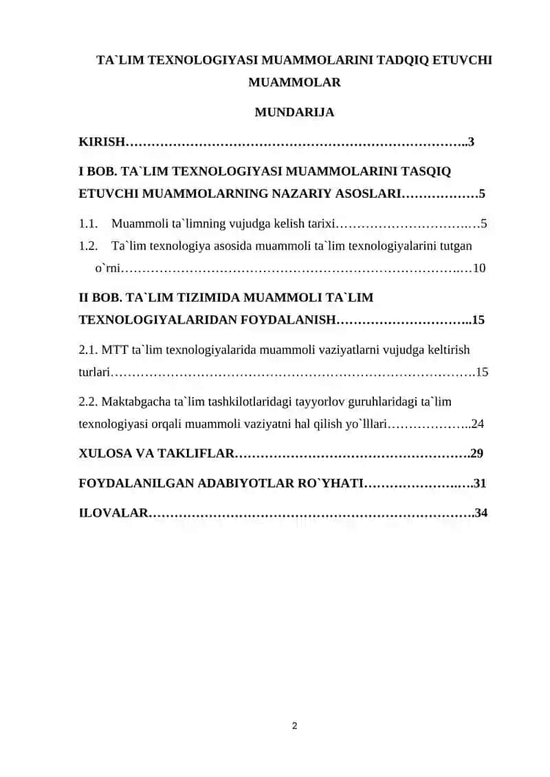 TA`LIM TEXNOLOGIYASI MUAMMOLARINI TADQIQ ETUVCHI MUAMMOLAR 2
