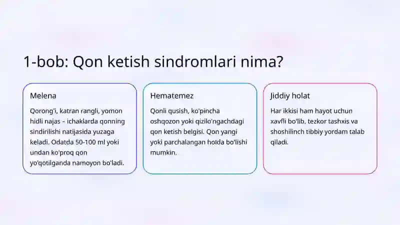 Qon Ketish Sindromlari: Melena va Hematemez 2