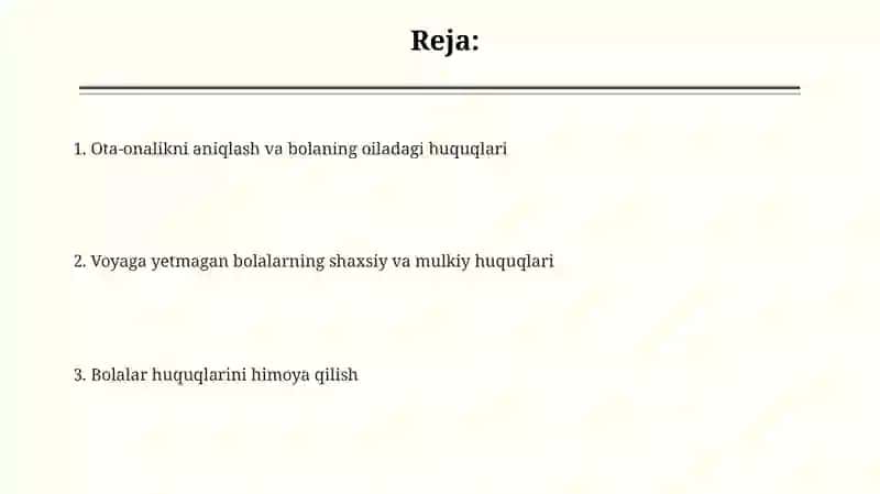 Ota-onalikni aniqlash va bolaning oiladagi huquqlari 2