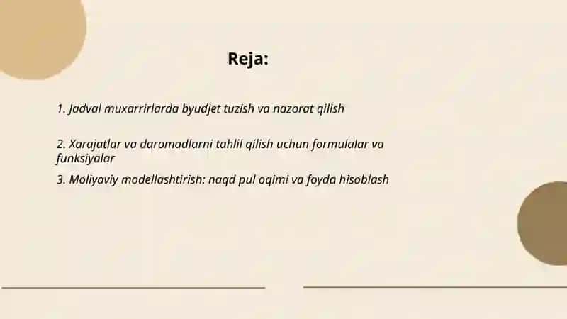 Iqtisodiy masalalarni yechishda jadval muxarrirlaridan foydalanish 2
