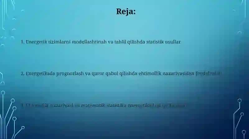 Energetikada matematik statistika va ehtimollik nazariyasini qo‘llash 2