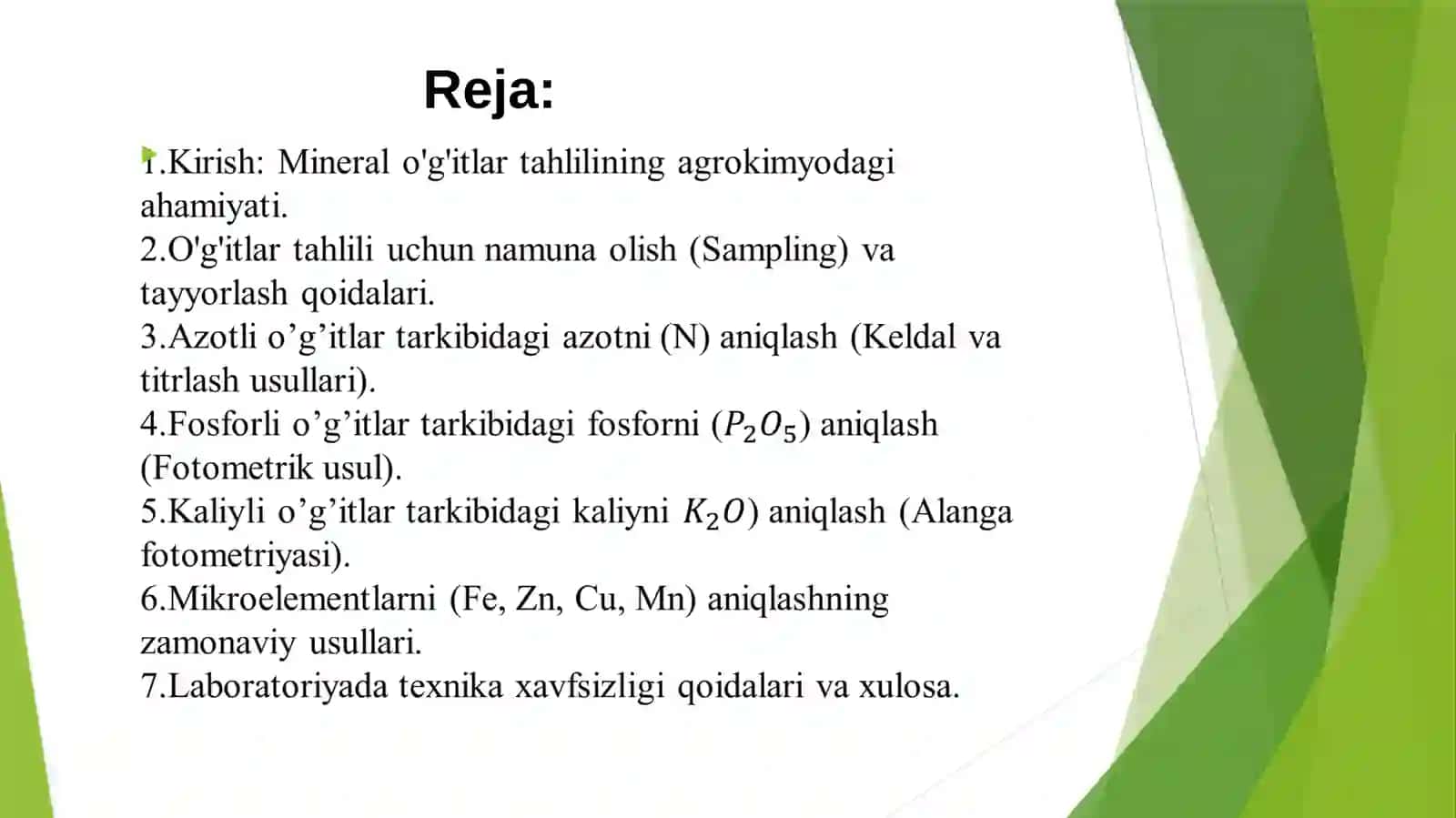 Mineral o’g’itlar tarkibidagi oziqa elementlarini aniqlash 2
