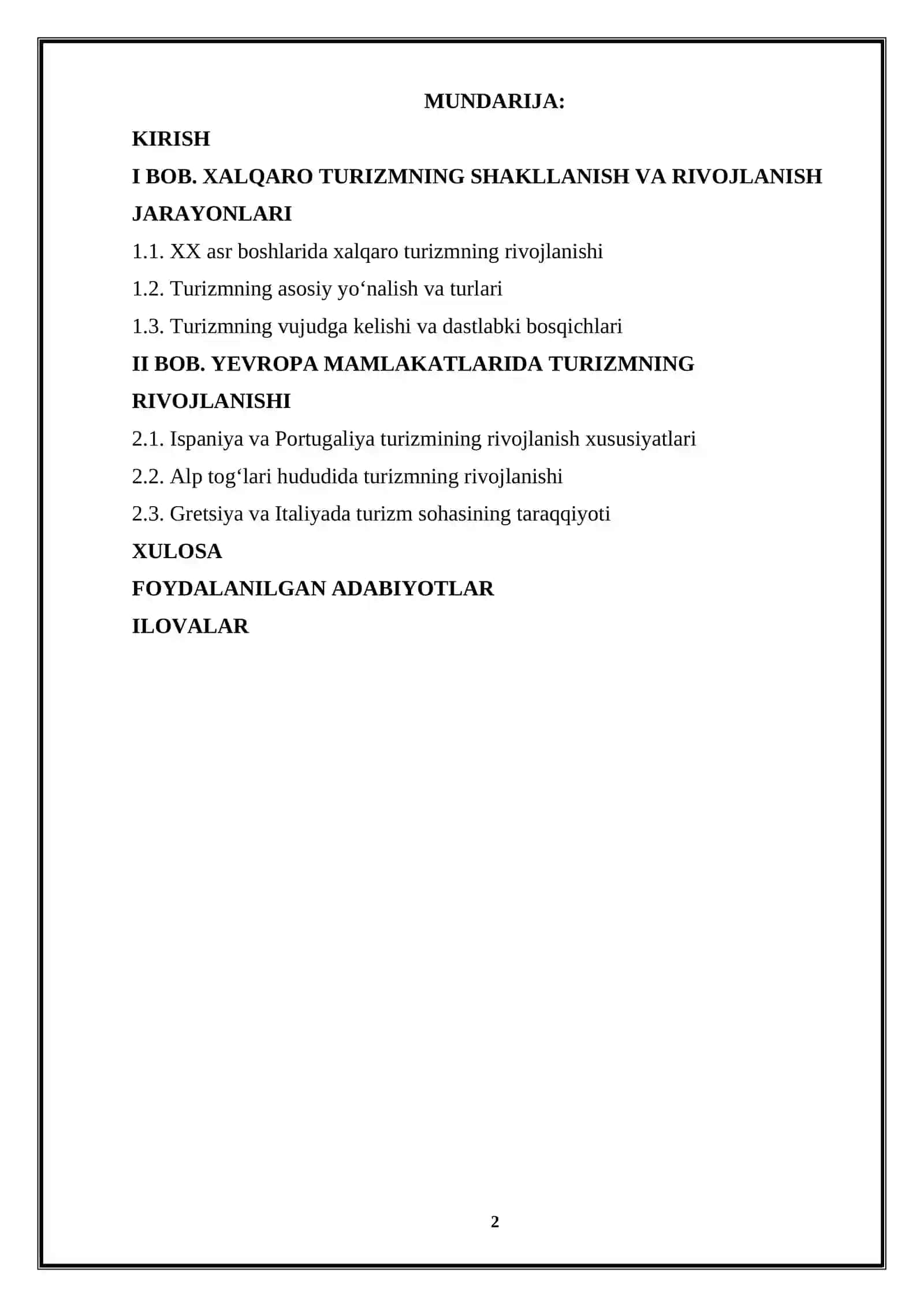 Yevropaning turizm rivojlangan mamlakatlari geografiyasi 2