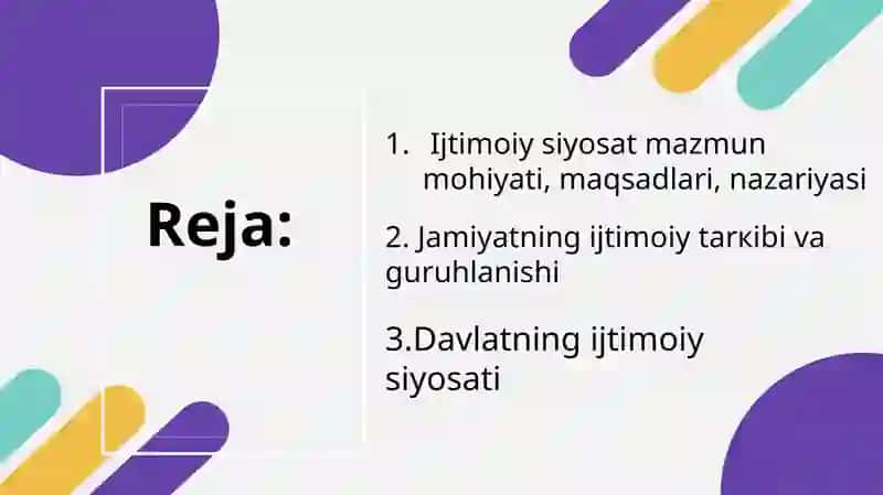 Ijtimoiy siyosat va davlatning ijtimoiy siyosati 2