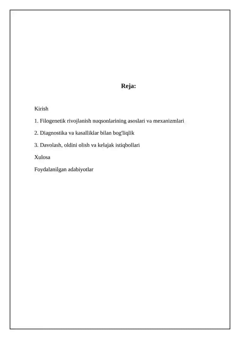 Odamda rivojlanishning filegenetik nuqsonlari 2