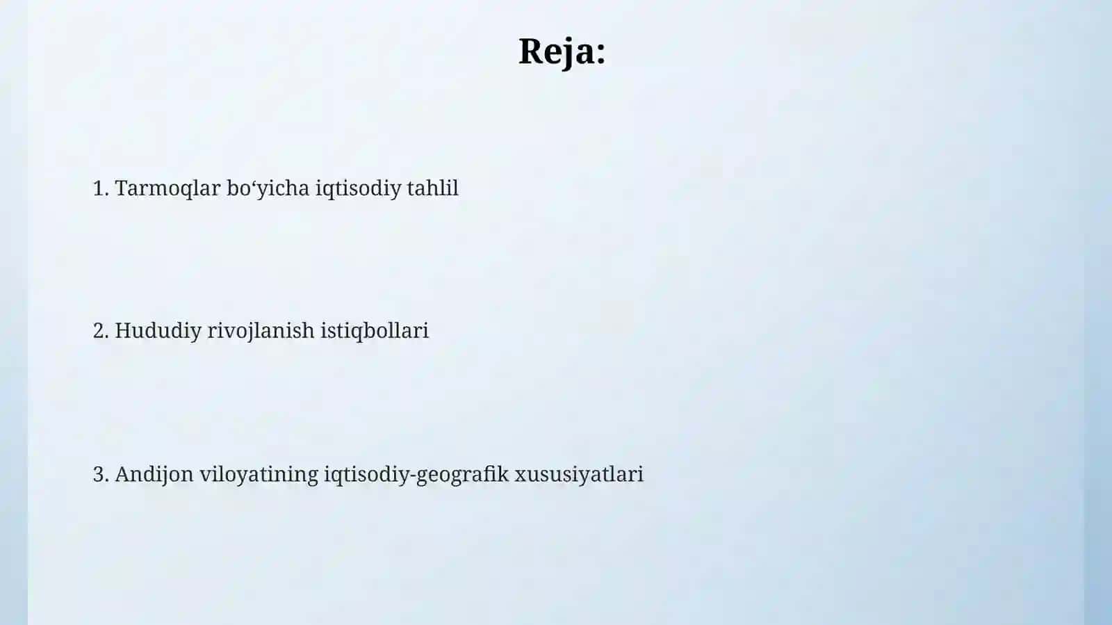Andijon viloyatiga umumiy iqtisodiy geografik tasnif 2
