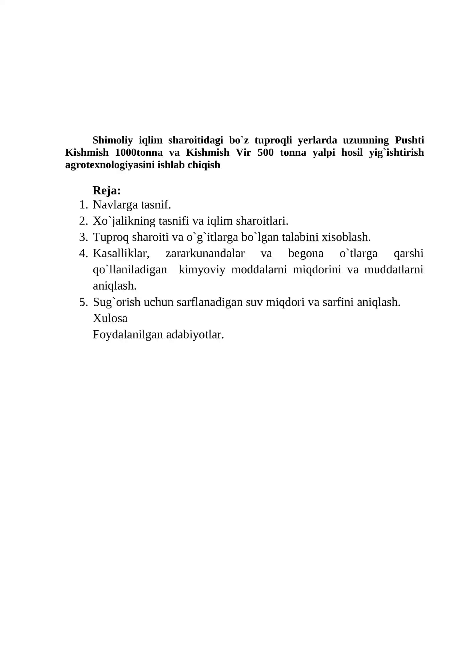 Pushti Kishmish va Kishmish Viruzum navlarini yetishtirish texnologiya.d 2