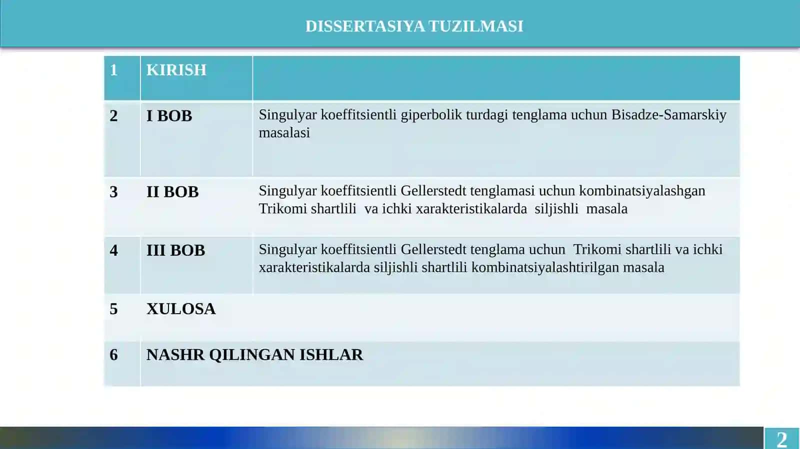 SINGULYAR KOEFFITSIENTLI GELLERSTEDT TENGLAMASI UCHUN KOMBINATSIYALASHGAN LOKAL VA NOLOKAL SHARTLI CHEGARAVIY MASALALAR 2