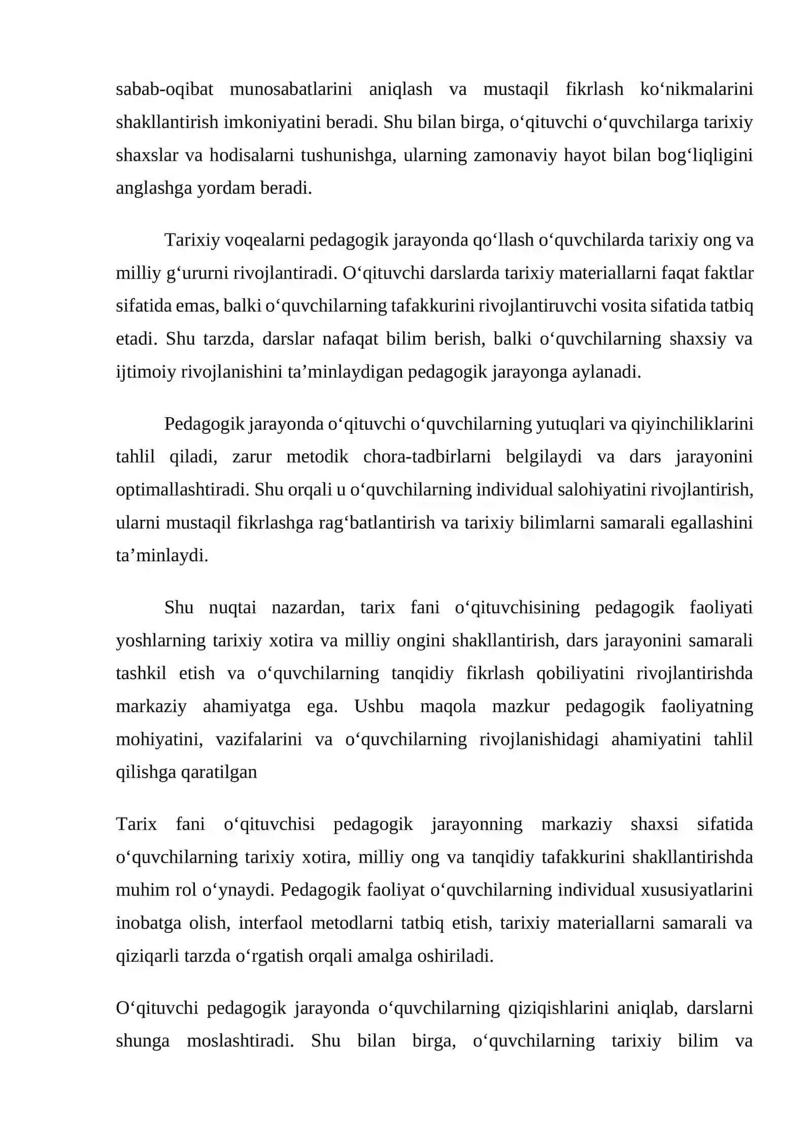 Yoshlar orasida tarixiy xotira va milliy ongni shakllantirishda tarix o‘qituvchisining roli 2
