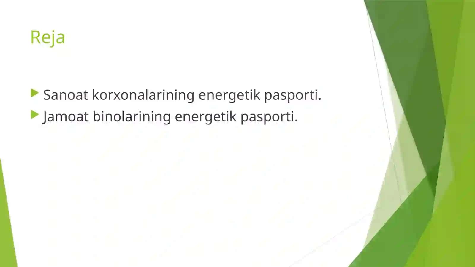 Energetik passport va energetik passport ishlab chiqishga misol 2