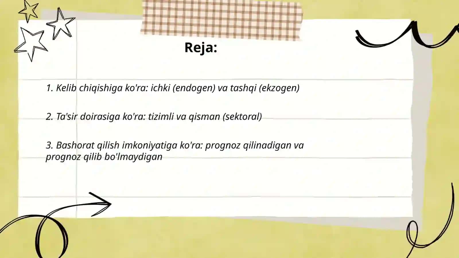 Iqtisodiy xavflarning asosiy tasniflash xususiyatlari 2