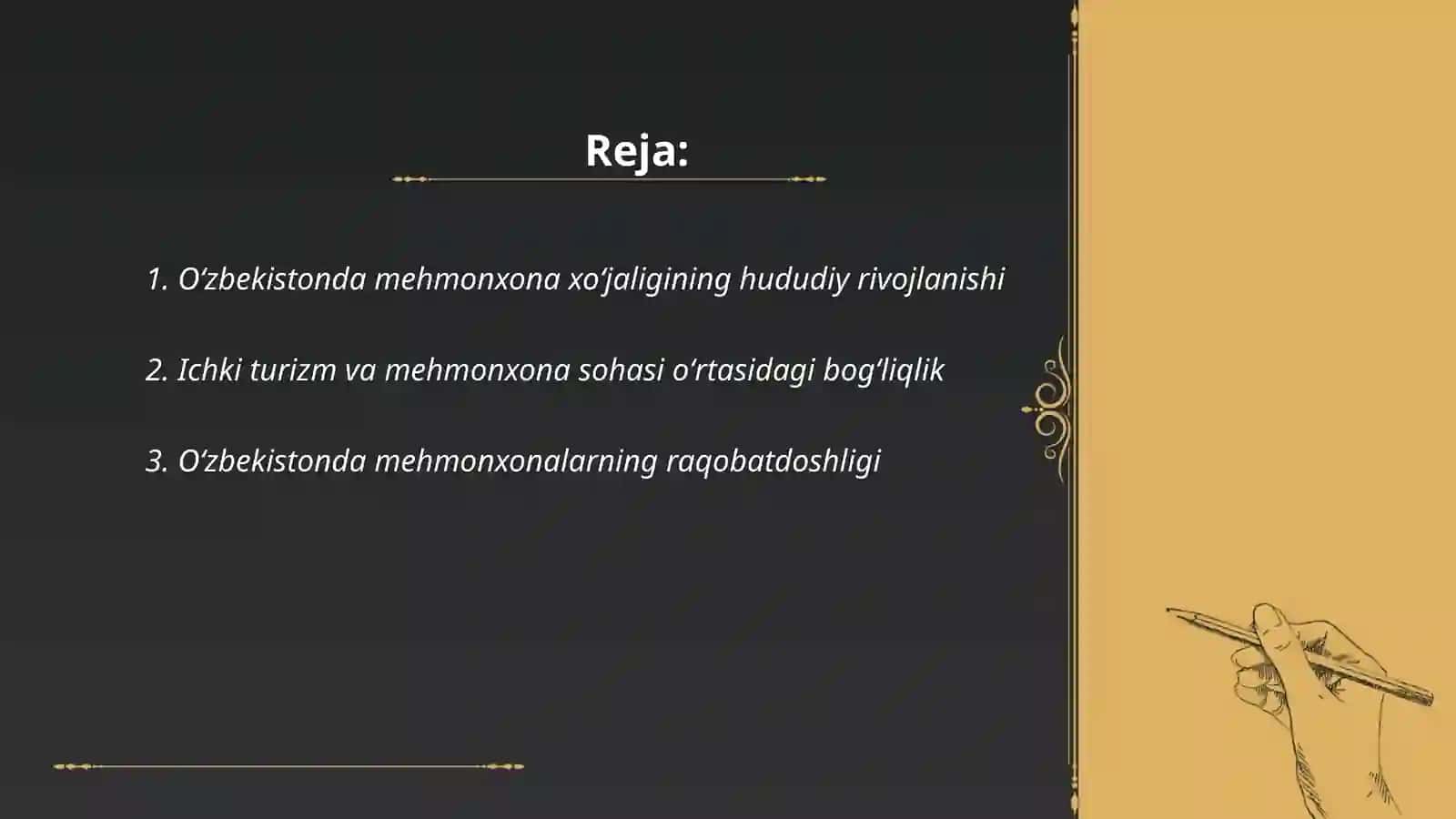 Oʻzbekistonda mehmonxona xoʻjaligini rivojlanish tahlili va istiqbollari 2